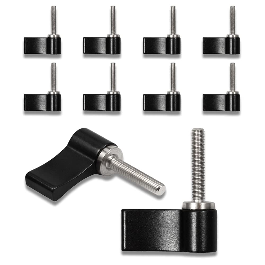 LEONTOOL 10 Pcs M4 20mm Male Threading Rotating Knob Adjustable Thumb Lever Screw with Single Wing for Camera Equipment(Black)