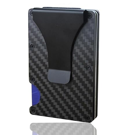 Kobwa Carbon Fiber Mini Wallet Money Clip Credit Card Holder - 
