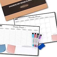 SKICH & CO Magnetic Dry Erase Calendar for Refrigerator 17x12 - Weekly Planner, Monthly Planner, Fridge Whiteboard Calendar, Magnetic White Board Daily Planner, Magnetic Calendar for Refrigerator