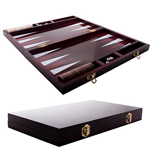 Backgammon Set by Classic 14" Folding Wooden Board Game with 30