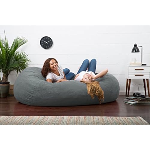 Big Joe XXL Fuf Foam Filled Bean Bag Chair, Comfort Suede, Steel Grey Home & Kitchen, Furniture, Game & Recreation Room Furniture, Bean Bags