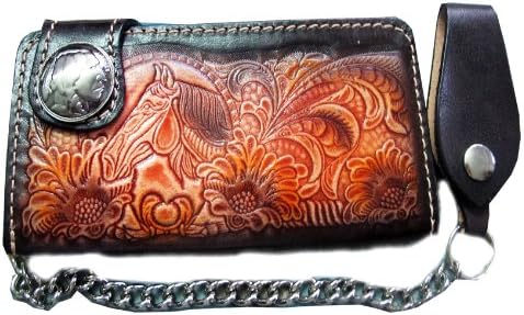 WITH SNAP CLOSES BIKER / TRUCKER CLUTCH WALLET WITH SAFETY CHAIN