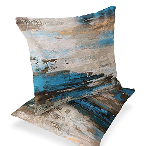 Abstract Throw Pillow Covers 18x18 Pack of 2, Abstract Pillow Cushion Cases, Modern Painting Design Decorative Square Pillow Covers for Bedroom Living Room Sofa Couch Office