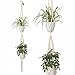 2 Tier Macrame Plant Hanger by TimeYard - Handmade indoor hanging Planter Pot Holder - Modern Boho Home Decor - 2 Pcs Ceiling Screw Hooks