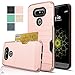 LG G5 Case,AnoKe [Credit Card Slots Holder][Not Wallet] Hard Plastic PC TPU Soft Hybrid Shockproof Heavy Duty Protective Cover Case For LG G5 KC2 Rose Gold Newest