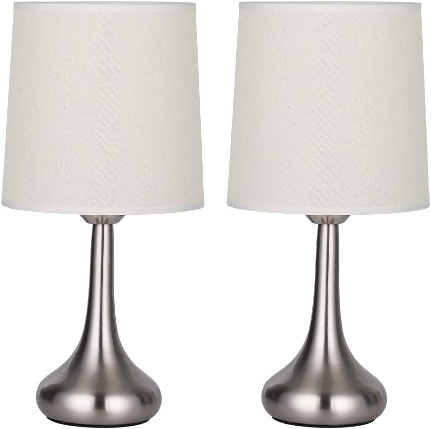Living Room Simple Nightstand Lamps For Bedroom Stylish Bedside Table Lamps Set Of 2 Small Modern Black Teardrop Desk Lamp With Grey Fabric Shade Bedside Table Lamps