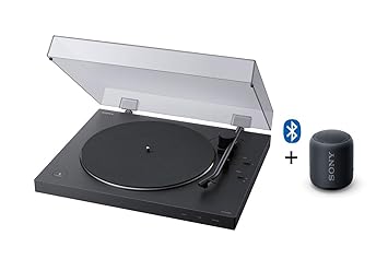 Sony PS-LX310BT Bluetooth Plattenspieler (Phono Vorverstärker, Auto-Play Funktion, Aluminium Plattenteller) Schwarz + Sony SR
