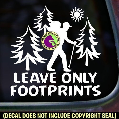LEAVE ONLY FOOTPRINTS Hiker Vinyl Decal Sticker E