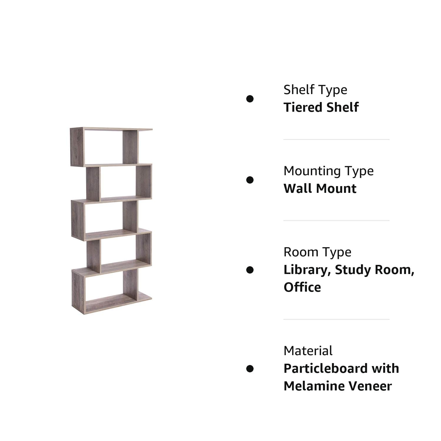 VASAGLE Wooden Bookcase, Display Shelf and Room Divider, Freestanding Decorative Storage Shelving, 5-Tier Bookshelf, Greige ULBC062M01 9.4D x 27.6W x 62.6H in