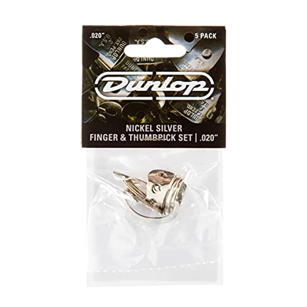 Jim Dunlop 33P.020 Nickel Silver Finger and Thumbpick Player Pack (Pack of 5)