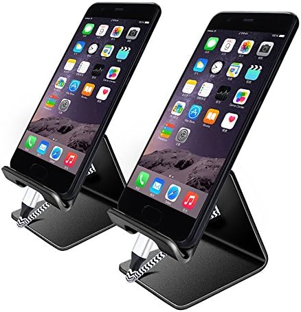 Cell Phone Stand, iPhone Stand, 2 Pack AndHot Aluminum Alloy Charging Stand, Desktop Cradle Holder Dock Stand for iPhone X 8 7 6 Plus Samsung Galaxy S9 S8 S7 Edge J7 Note 8 LG iPad mini ( Black )