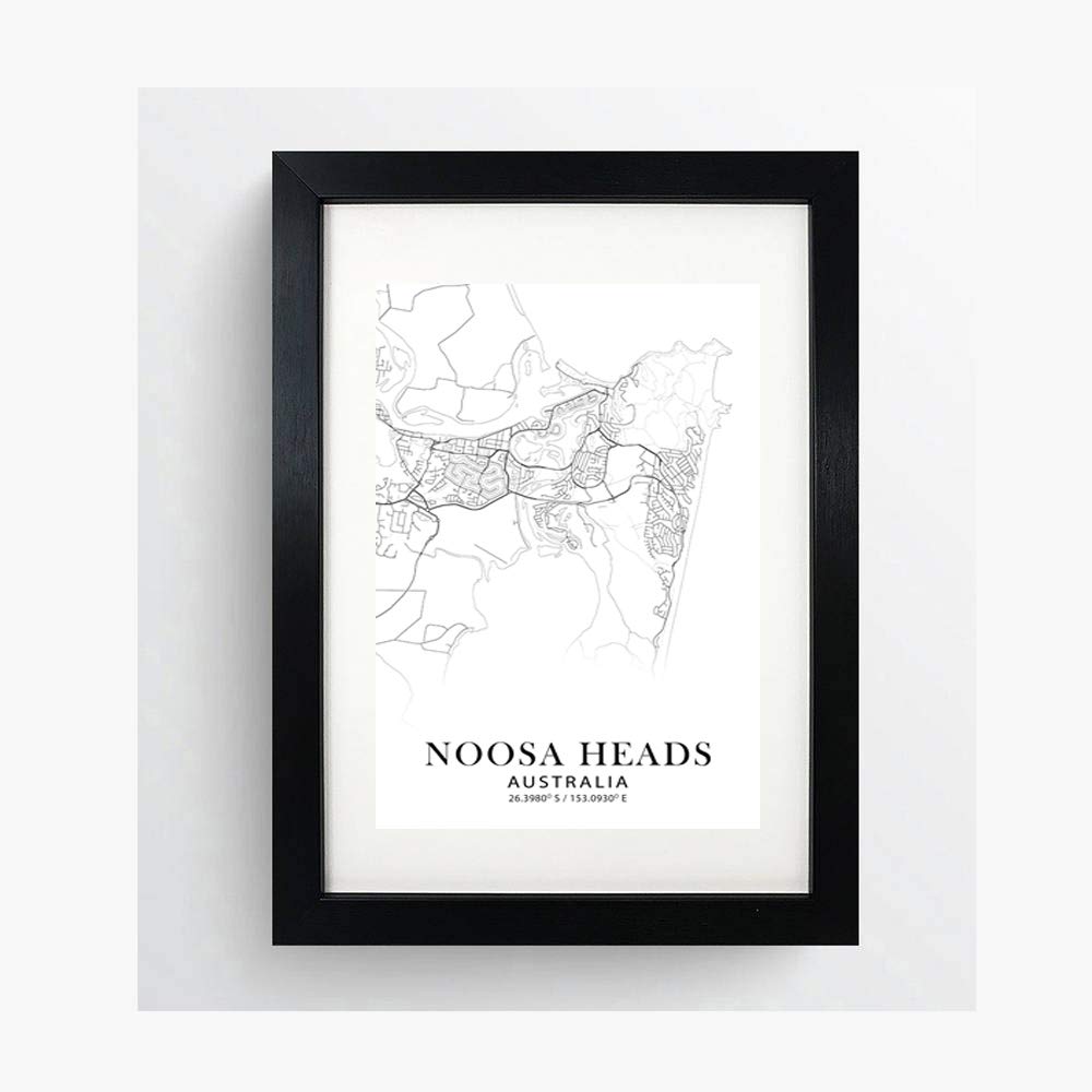 Noosa Heads, Australia Minimalist Map - Poster Print Artwork - Professional Wall Art Merchandise - C
