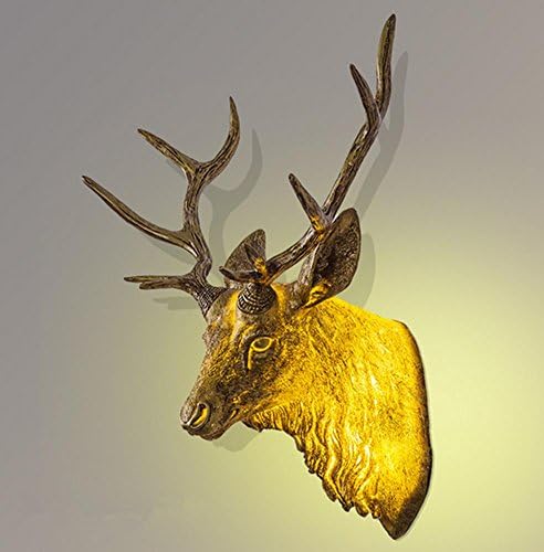 DMMSS Wall Lamp Antique Background Lighting Industry Creative Antlers Bar Living Room Deer Head Coffee Lighting Resin Wall Hall , 3