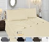 Cotton Sateen Full Bed-Sheet-Set Beige - 4 Piece Bedding Set, Flat Sheet, Fitted Sheet and 2 Pillow Cases- Breathable, Cozy & Comfortable, Hotel Quality Extremely Durable - By Utopia Bedding (Full, Beige)