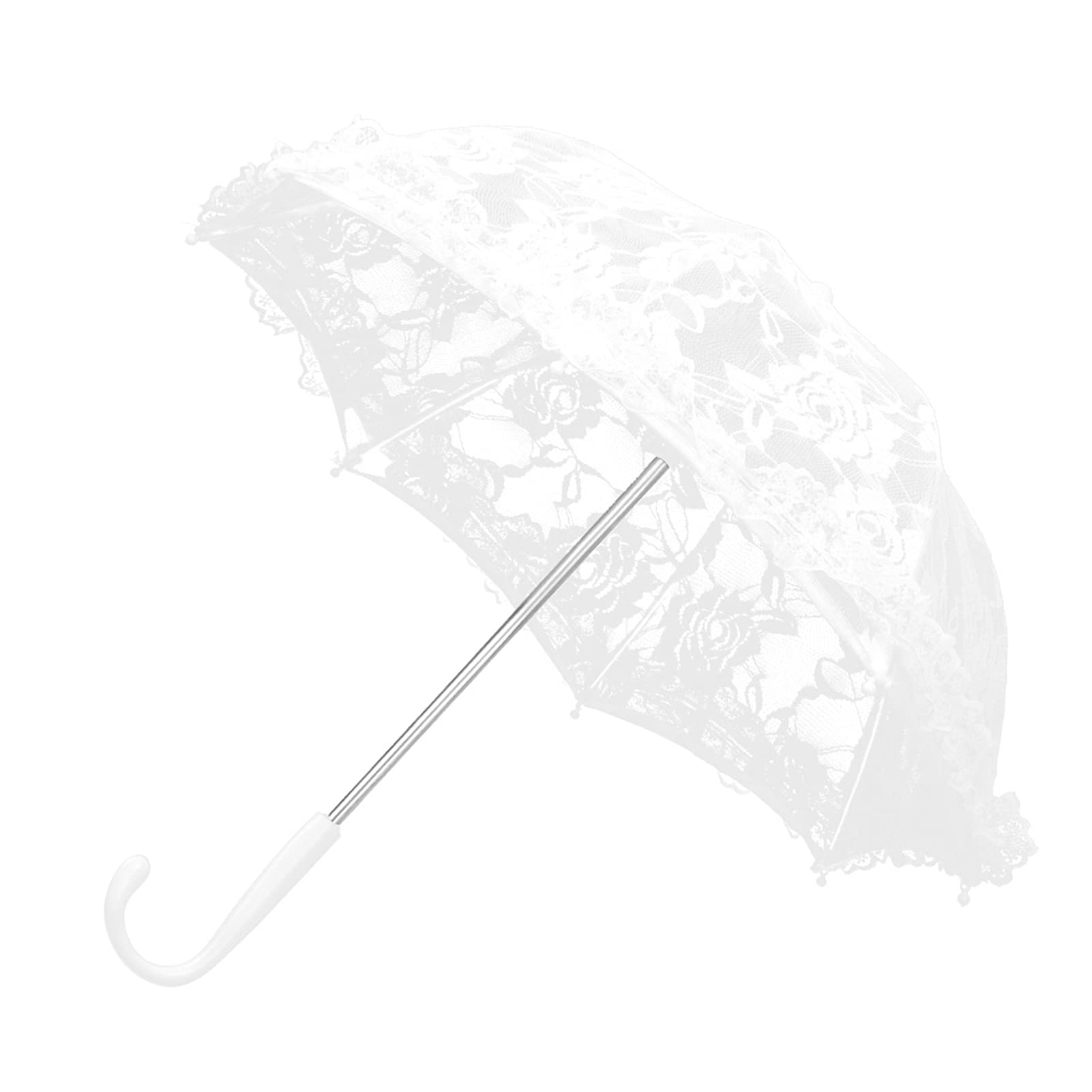 Marvellous Lace Umbrella Craft Flowers Lace Embroidery Umbrella Decorative Handheld Folding Parasol for Children's Stage Performance Wedding Party Decor Photography Prop(White),42x49 centimeters