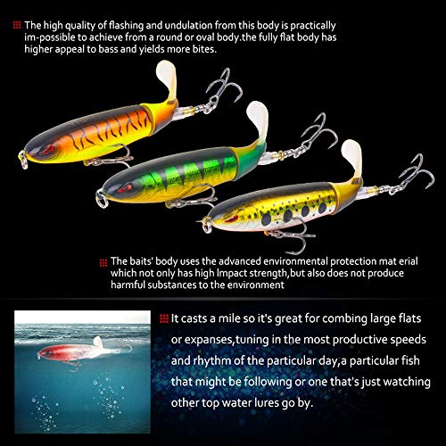 Aneew 8 x Topwater Popper Barsch Angelköder schwimmend Swimbaits Forelle Hecht Lachs Zander Künstliche Spinner Köder 360… – Bild 3