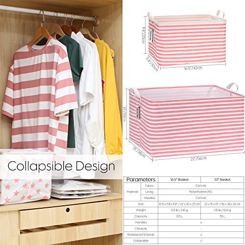 Sea Team Collapsible Extra Large Canvas Fabric Storage Basket with