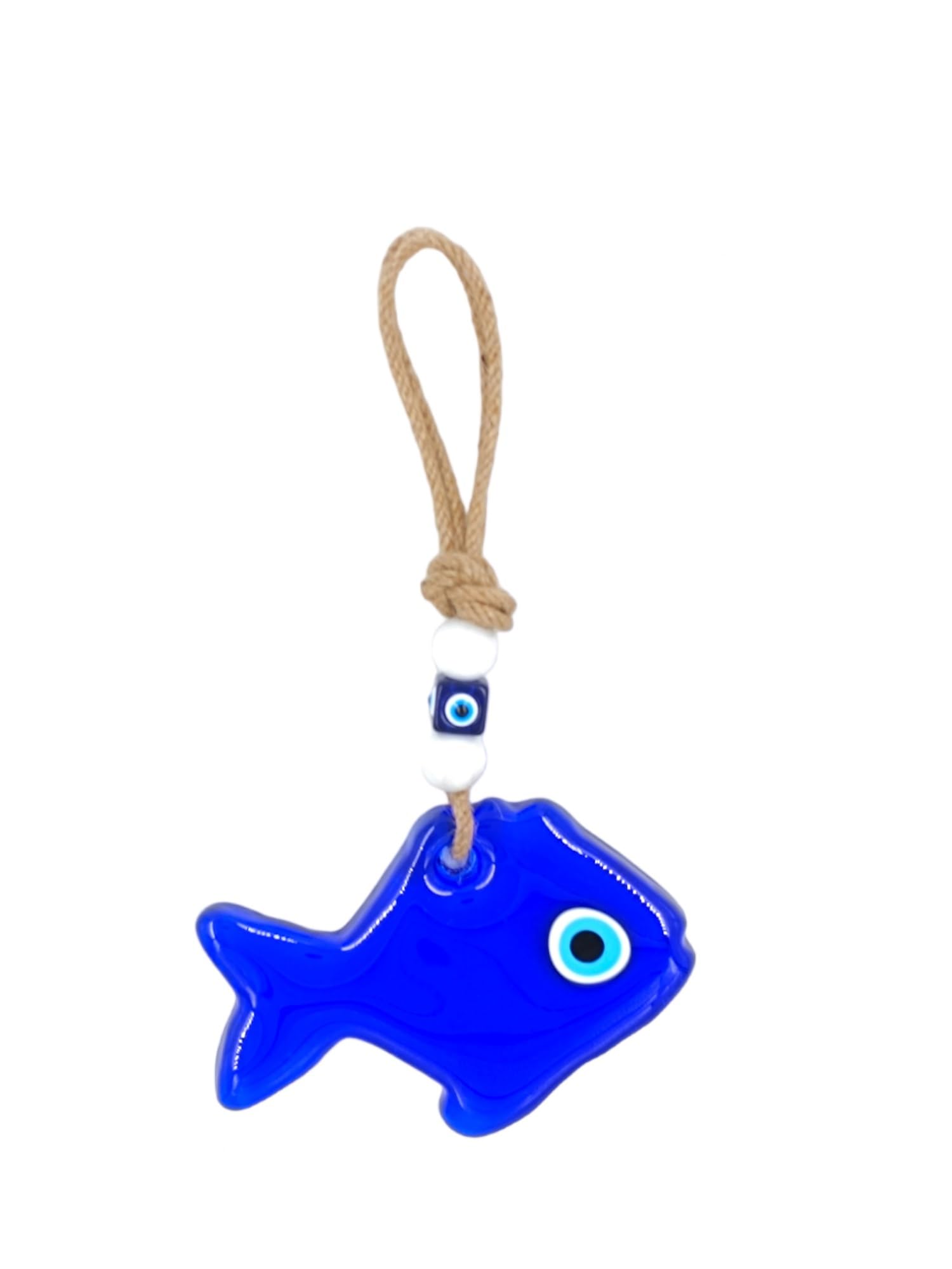 Orgingift Turkish Blue Evil Eye 30 cm x 10 cm Nazar Boncuk Decorative Eye Pendant Crystal Turkish Boncugu Wall Plate Greek Wall Decoration Nice Dreame Room Decoration Hanging Talisman Chakra (Fish)