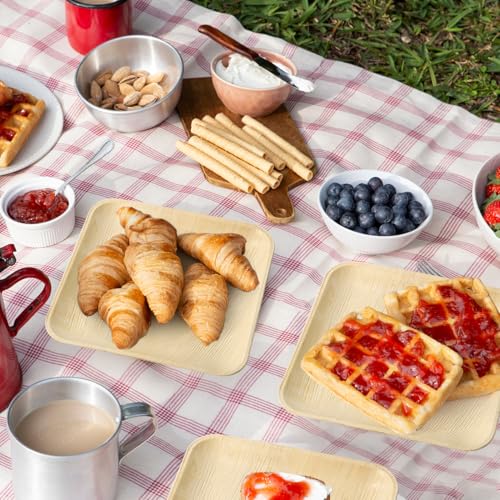 ECOLipak 10 Inch Compostable Palm Leaf Plate Like Bamboo Plate, 50 Pack | Disposable Biodegradable Plates, Suitable for Party, Dinner