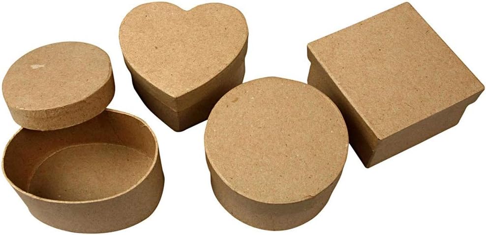 4 cajas de papel maché con formas para manualidades, tamaño ...