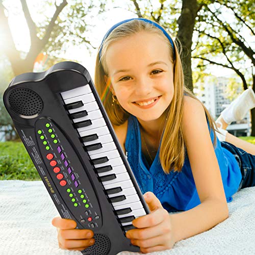 SAOCOOL Child Piano, 32 Keys Toy Piano Multifunction Electronic Kids Keyboard Piano Music Piano Keyboard for Toddler with Microphone (Black)