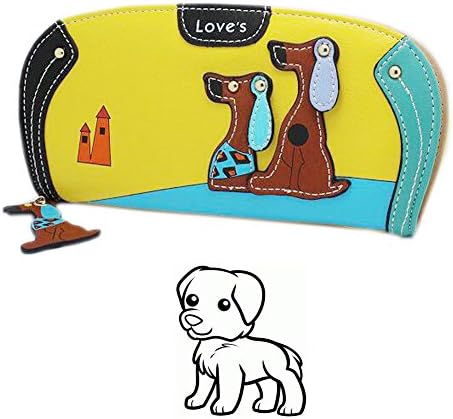 Women Clutch Wallet,Welegant Puppy &amp; Dog Long Purse Organizer with Card Holder &amp; Zipper Continental (Yellow)