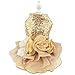 Bling Dog Dress Tutu Skirt Flower Dog Pet Cat Luxury Princess Wedding Dress Summer Dog Chihuahua Clothes (Gold, Small(Pet 4-6Lbs))