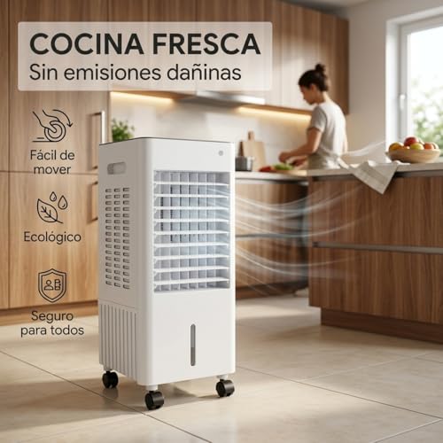 NOMEY 4 En 1 Enfriador de Aire Portatil, 13L Tanque Aire Acondicionado Portatil, 4 Modos 3 Velocidades, Apagado Automático, Temporizador de 7.5h, 20H de Enfriamiento, Ideal Para Dormitorios, Oficinas