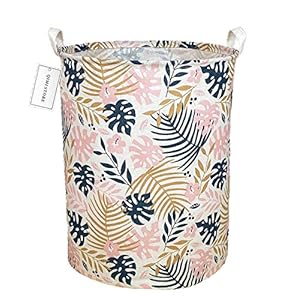 QIMI Laundry Basket Canvas Storage Bin Organizer for Toy Box Gift Baskets Laundry Hamper Nursery Hamper (pink bananan…