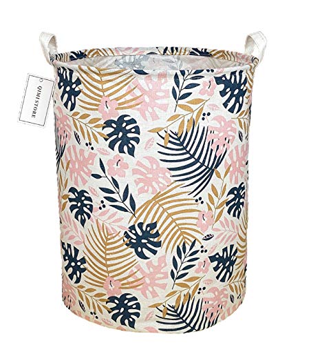 QIMI Laundry Basket Canvas Storage Bin Organizer for Toy Box Gift Baskets Laundry Hamper Nursery Hamper (pink bananan…