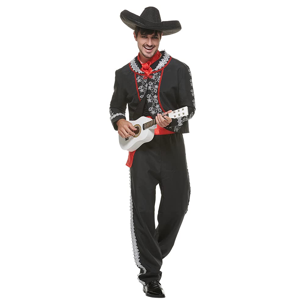 EraSpooky Men's Mariachi Costume Day of The Dead Costumes for Men Dia de los Muertos Size L