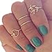 Broadfashion 4PCS/Set Gold Plated Crystal Plain Cute Above Knuckle Ring Band Midi Ring Rings