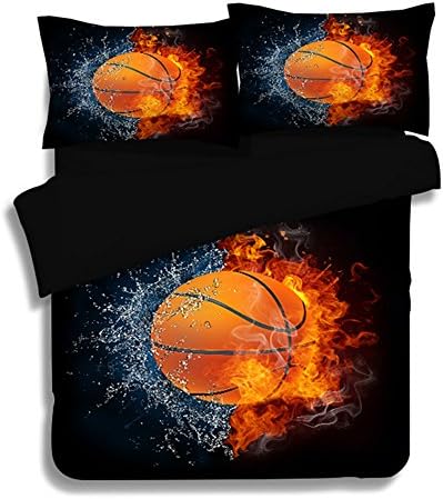 Dodou 3D basketball printing Bedding Sets Soft and comfortable Bed Linens Bedding 100% polyester Duvet Cover Sets 3pcs (Queen)