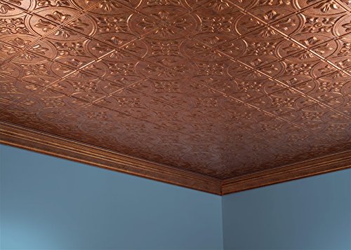 FASÃ„DE Easy Installation Traditional Style/Pattern #2 Muted Gold Glue Up Ceiling Tile/Ceiling Panel (One 2' x 4' Tile)