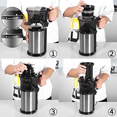Slow Juicer, Sagnart Juicer Machine for Vegetables & Fruits, Easy to Clean, Portable Vertical