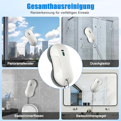 Window Cleaning Robot with Automatic Spray Function, Intelligent Navigation & Edge Detection, 3 Cleaning Modes, Remote Control, 70 ml Tank, Safety & UPS for Windows, Glass, Mirrors, Tiles