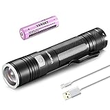 Vansky Mini Flashlight USB Rechargeable Flashlight, 900 Lumen CREE XPE2 R5 LED Pocket flashlight Clip Mini Penlight, 1x Rechargeable Li-ion 18650 Battery included