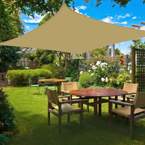 Jorunb Sun Shade Sail Canopy Air Permeable & 95% UV Block Resistant Awning, With Stainless Steel Hardware Fixing Kit for Patio Outdoor Garden Backyard Yard Beige (6x8m)