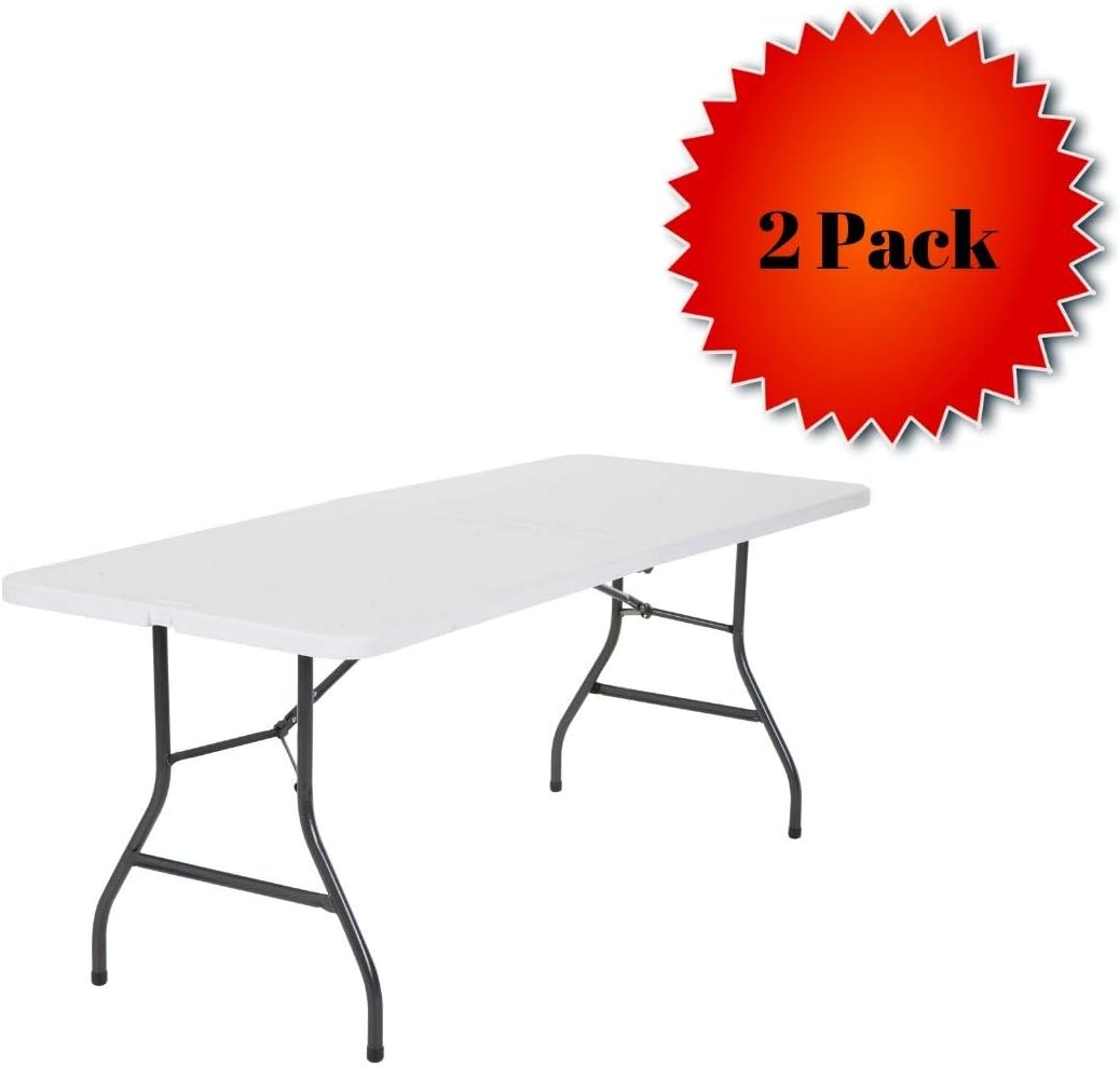 Cosco Products, 6-feet Centerfold Folding Table, (White - Pack of 2)