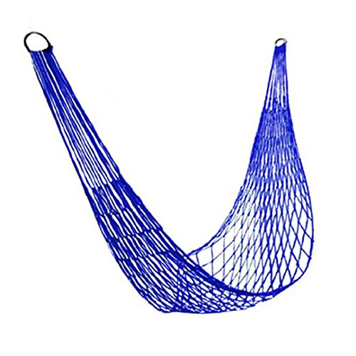 Naimo Single Mesh Nylon Rope Hammock Camping Hammock for Camping Hiking Outdoor Activity (Blue)