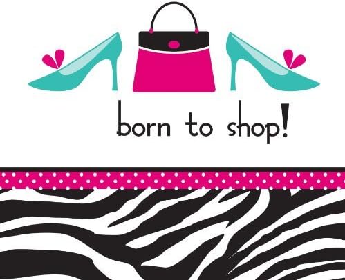 Zebra Boutique Party - Pink &amp; Zebra Print Born to Shop Party Napkins x 16