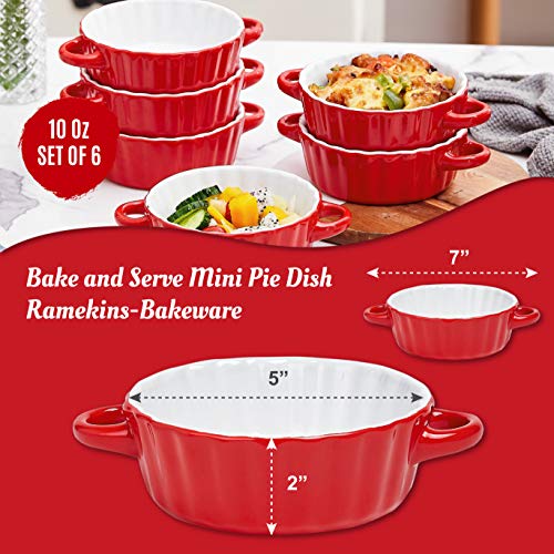 Bake And Serve 10oz. Oven Safe Set Of 6 Ceramic Souffle Dishes, Round