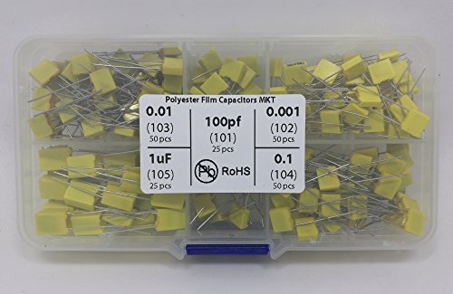 0.1uf, 0.01uf, 0.001uf, 100pf, 1uF, Yellow Box MKT Polyester Film Capacitor Assortment - Thumbnail 2
