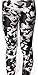 SlickBlue Crow Print Ankle Length Elastic Leggings - Black/White, M - L - XL