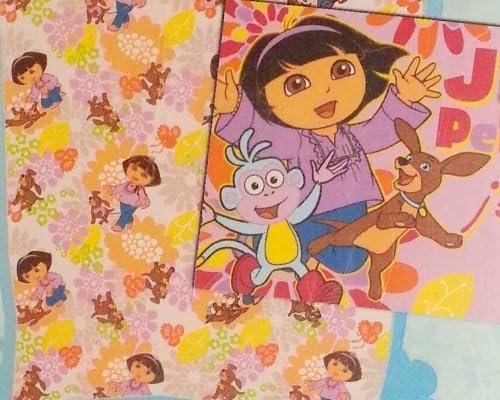 Dora Puppy Two Piece Toddler Pillow Case and Fitted Sheet Set