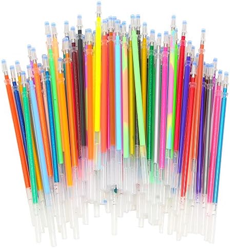 DDAYUP 100 Gel Pen Refills - Ideal for Adult Coloring Books, Scrapbooking, Crafts and Kids Projects - Premium Quality Refills - Glitter, Metallic, Fluorescent, Pastel, Neon, Rainbow, Standard Colors
