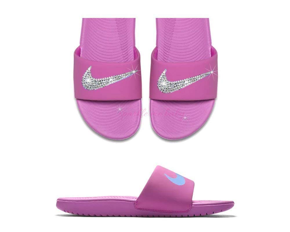 purple nike slides