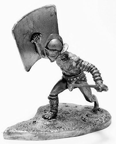 TIN HISTORY TIN FIGURES ANCIENT ROME GLADIATOR SECUTOR WITH SWORD SHIELD 54MM C8