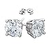 Round or Princess 925 Sterling Silver Cubic Zirconia Stud Earrings Choose From 1.00 Carat to 10 Carat Total Weight