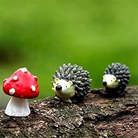 Danmu Resin Mini Hedgehogs and Mushroom, Miniature Figurines, Fairy Garden Accessories, Fairy Garden Supplies, Fairy Garden Animals for Fairy Garden, Micro Landscape, Plant Pots, Bonsai Craft Decor